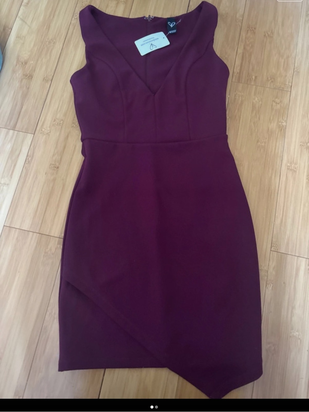 Windsor Asymmetrical Wine V-Neck Sheath Dress